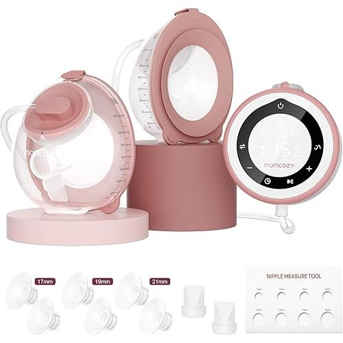 Momcozy Breast Pump V1 Pro Hospital-Grade, Hands-Free & Portable Wearable Pump, Upgraded Electric Pump with 3 Fine-Tuned Rhythms|15 Levels, Come with Leak-Proof DoubleFit Flange, Cozy Red.