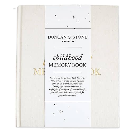 Childhood Memory Book - Elegant Memory Book For Kids Till Age 18 W/Guided Prompts, Space for Photos & More - Childhood Memory Journal (175 Pages, Cream)