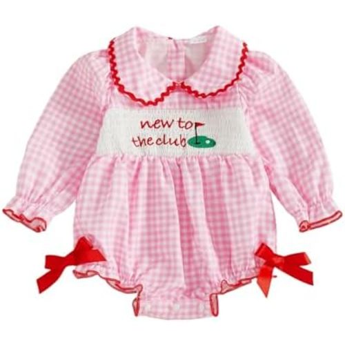 Amnnchya Baby Girl Christmas Outfit Peter Pan Collar Plaid Romper Newborn Thanksgiving Outfits Infant Halloween Clothes
