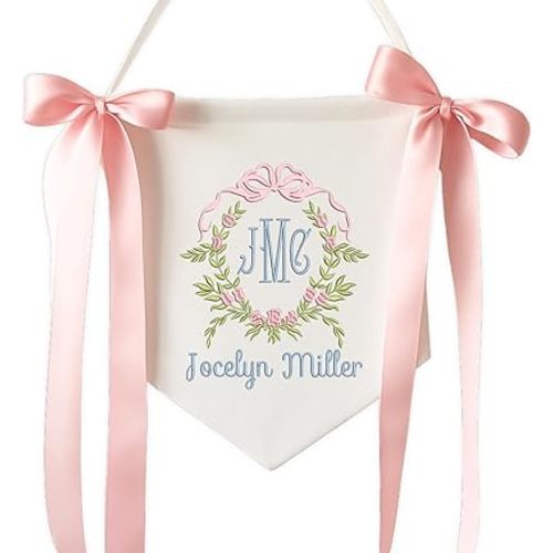 EMBROIDERED Name Baby Banner, Baby Flag with Monogram Name, Personalized Baby Name Sign, Customizable Baby Name, Baby Announcement Sign for Hospital (02)