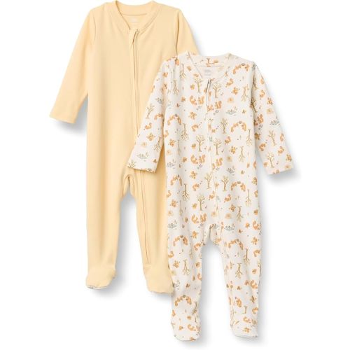 Amazon Essentials x Sofia Grainge Unisex Babies' Cotton Footed Sleep and Play Bodysuit, Pack of 2