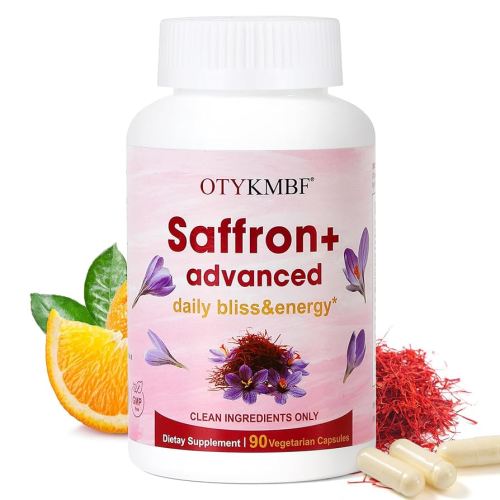 Saffron+ Advanced Capsules – Pure Organic Saffron Supplement with Collagen, Biotin & Vitamin C – Mood, Focus & Stress Support – 90 Vegetarian Capsules