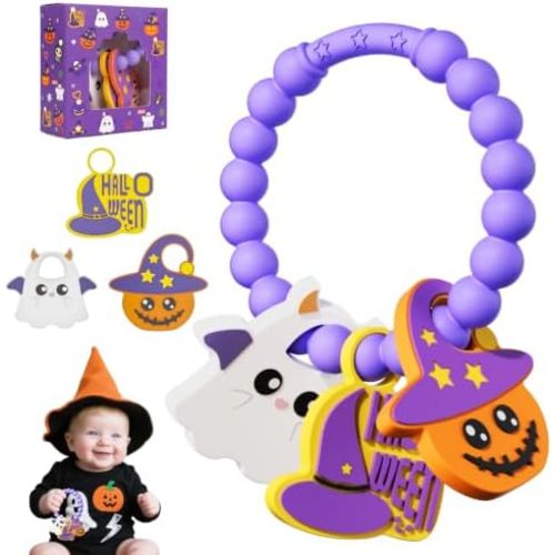 Halloween Baby Teething Rings Toys, Teether for Infant Boo Basket Stuffers