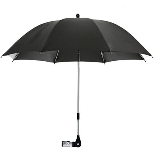 Convenient and Lightweight, Clip-On, Adjustable Steering, Universal, Umbrella Baby Stroller, Stroller Umbrella Attachment for Sun Protection(Black)