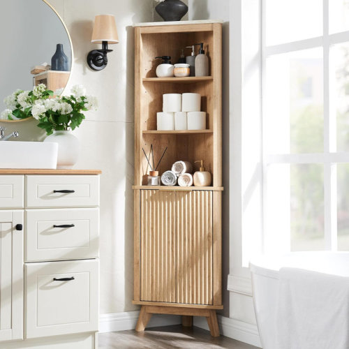 George Oliver Freestanding Tall Corner Cabinet, Corner Bathroom Storage Cabinet Adjustable Shelf, Display Cabinet & Reviews | Wayfair