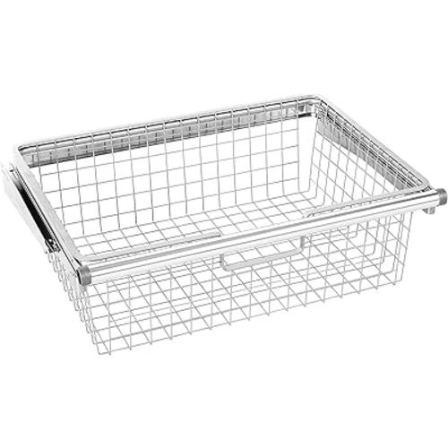 Rubbermaid Configurations Sliding Basket for Closet Drawer Organization, Titanium, Sturdy Slide Out Basket for Home/Laundry/Bathroom/Mudroom/Pantry/Linen Closet