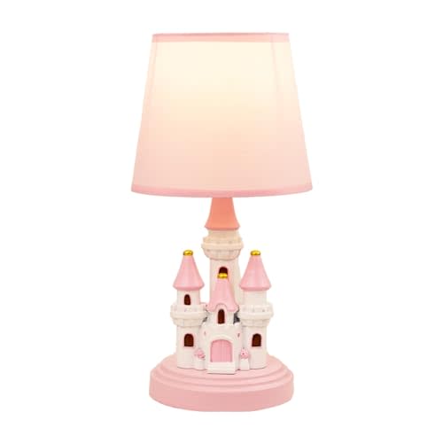 Ecliptix Kids Table Lamp, Adorable 14 Inch Castle Style Kids Desk Lamp, Pink Bedside Lamp Ideal for Girls Bedroom Decor, Includes LED Bulb