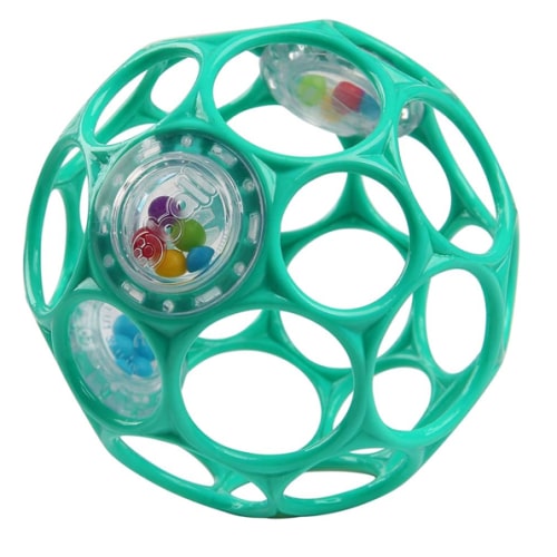 Bright Starts Oball Easy-Grasp Rattle BPA-Free Infant Toy in Teal, Age Newborn and up, 4 Inches