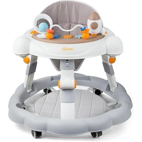 Baby Walker with Wheels - 8-Level Height Adjustable Foldable Infant Walker for Baby Boy Girl 7-15 Months, Kids Toddler Walkers Activity Center, Portable Learning Walkers with Safety Features