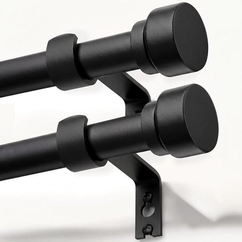 2 Pack Matte Black Curtain Rods for Windows 28-48 Adjustable