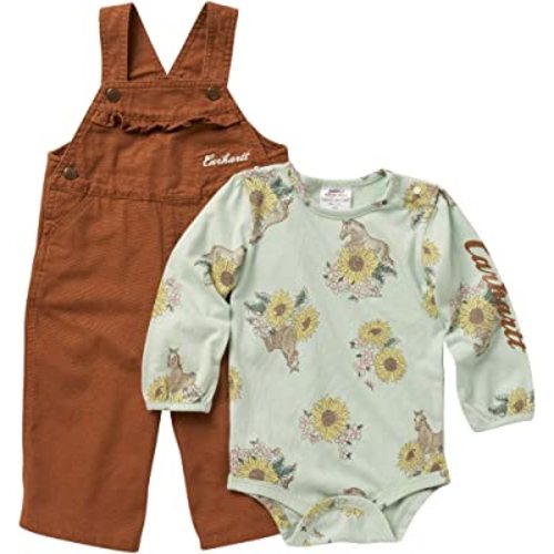 baby-girls Knit & Woven Long Sleeve Henleyneck Overall Set