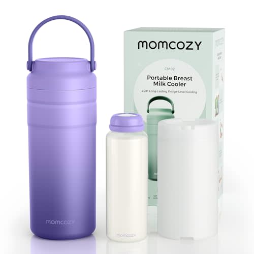 Momcozy Portable Breast Milk Cooler for Travel, 24H Ice-Free Cooling | 360° Surrounded Cooling Breastmilk Storage with 12oz Bottle, Leak Proof, Hassle-Free, Baby Breastfeeding Essentials for Mom