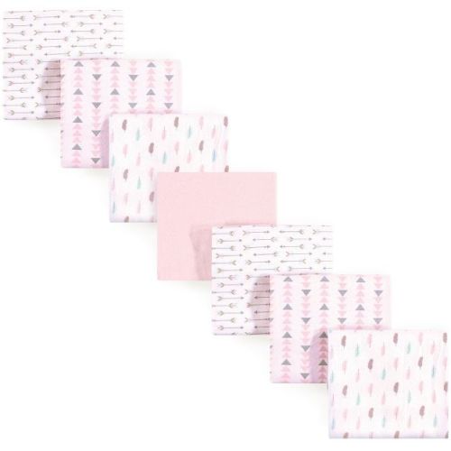 Luvable Friends Baby Girl Cotton Flannel Receiving Blankets, Girl Feathers 7-Pack, One Size