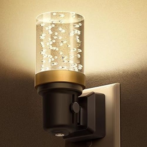 DORESshop LED Night Lights Plug into Wall, Modern Decorative Design Nightlights Plug in, Adjustable Brightness, Dimmable Night Light, Perfect for Adults' Bedroom, Hallway, Bathroom,Warm White