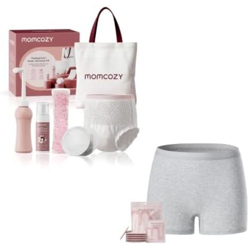 Momcozy 12pc Postpartum Recovery Kit & 7-Pack Cotton Disposable Underwear