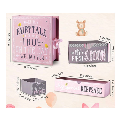 Baby Keepsake Box for Treasured Memories, Fairytale - Lightweight, Handcrafted Boxes with 9 Labeled Compartments for First Memories - Gender Neutral Baby Shower Gifts for Girls, Boys