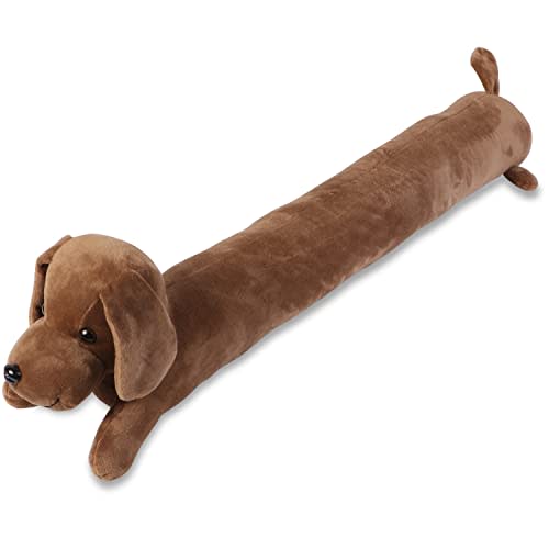 SANFERGE Dog Under Door Draft Stopper Heavy Duty, 2.8LB 34 Inch Decorative Fabric Door Draft Blocker, Animal Weather Stripping Sound Proof Bottom Seal, Save Energy Stopper Guard, Coffee Shar Pei