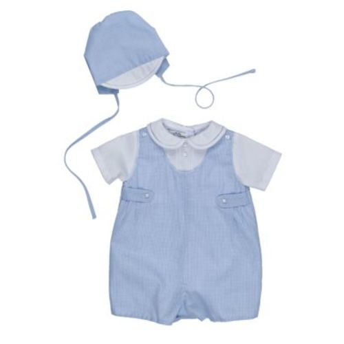 Baby Boys Gingham Romper with Hat
