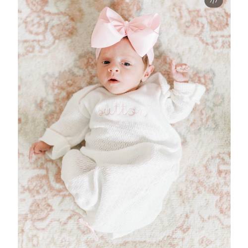 Baby girl monogram gown, Paty gown monogram, Paty gown, Baby girl coming home outfit