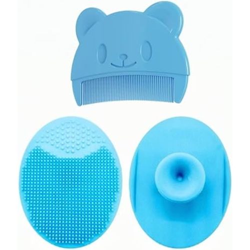 Cradle Cap Brush & Baby Hair Care Set,2 Soft Brushes +1 Comb for Newborns & Infants,Gentle Cradle CapTreatment & Scalp Massage, Blue