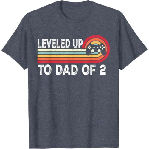 Leveled Up To Dad of 2 Daddy Again Pregnancy Announcement T-Shirt