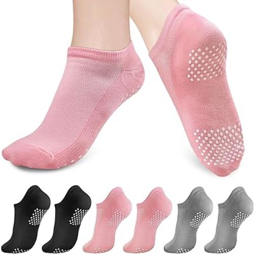 Pilates Grip Socks for Women: 6 Pairs Non Slip Yoga Socks for Workout Hospital House