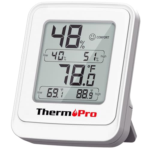ThermoPro TP150 Greenhouse Thermometer Hygrometer, IPX5 High-Humidity Resistant Temperature and Humidity Monitor, High/Low Records Humidity Meter for Indoor Grow Tents, Basement, Reptile Terrarium
