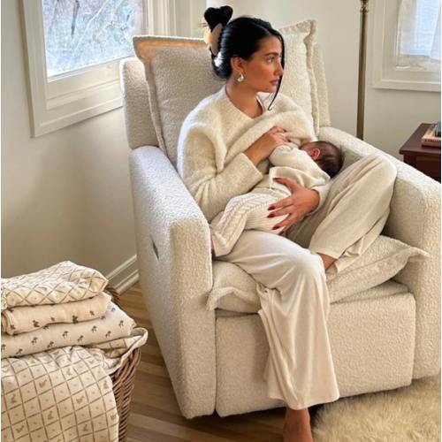 High Performance Bouclé Oyster | Flynn | Swivel Nursery Recliner | Oilo™ Studio