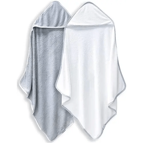 BAMBOO QUEEN 2 Pack Baby Bath Towel - Rayon Made from Bamboo, Ultra Soft Hooded Towels for Babies,Toddler,Infant - Newborn Essential -Perfect Baby Registry Gifts for Boy Girl