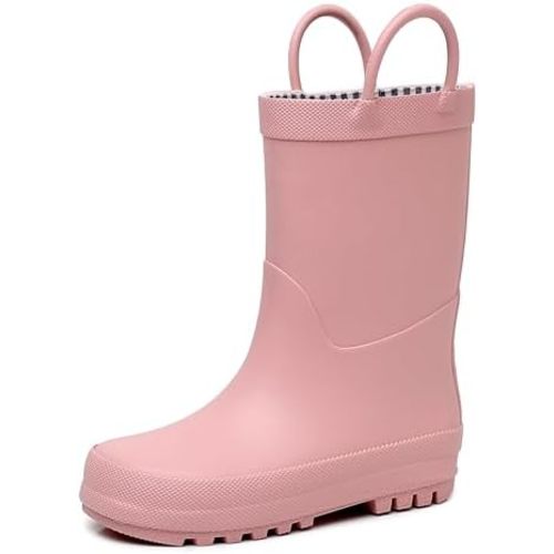 RAINANGEL Toddler Rain Boots with Easy-On Handles, Waterproof, Premium Natural Rubber, Lightweight, Flexible with Traction for Kids
