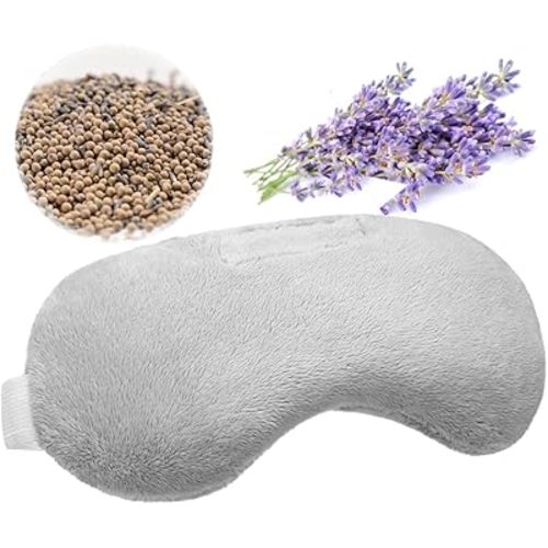 Umisleep Lavender Eye Mask, Aromatherapy Weighted Sleep Mask for Dry Eyes Men Women, Microwave Heated Hot Therapy Eye Cover Moist Compression Pain Relief, Pillow for Puffy Eyes, Sinus Pain, Grey