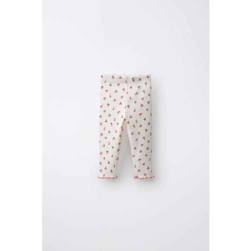 FLORAL PRINT LEGGINGS - Light ecru | ZARA United States