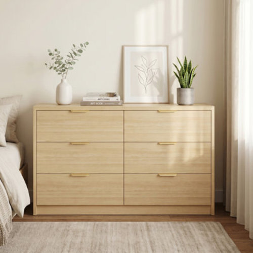 Wrought Studio™ Six-Drawer Double-Row Chest of Drawers, Modern Style Textured Chest & Reviews | Wayfair