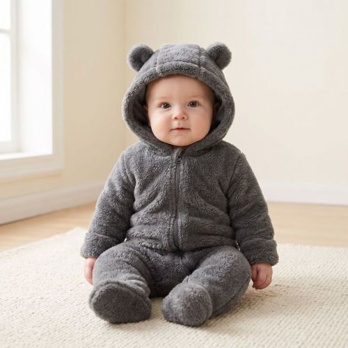 Warm Bear Hood Baby Overall Snowsuit