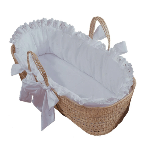 Traditional Eyelet Baby Moses Basket