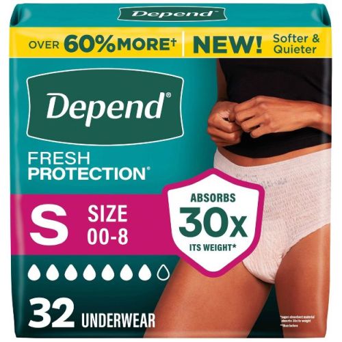 Depend Fresh Protection Adult Incontinence & Postpartum Underwear for Women - Maximum Absorbency - S - Blush - 32ct