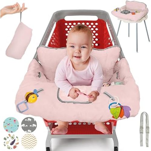 PILLANI Shopping Cart Cover for Baby, High Chair Cover for Restaurant Seat - Grocery Cart Cover for Baby Girl and Boy, Comfortable Cotton Buggy Covers for Babies - Padded Toddler Shopping Cart Cover