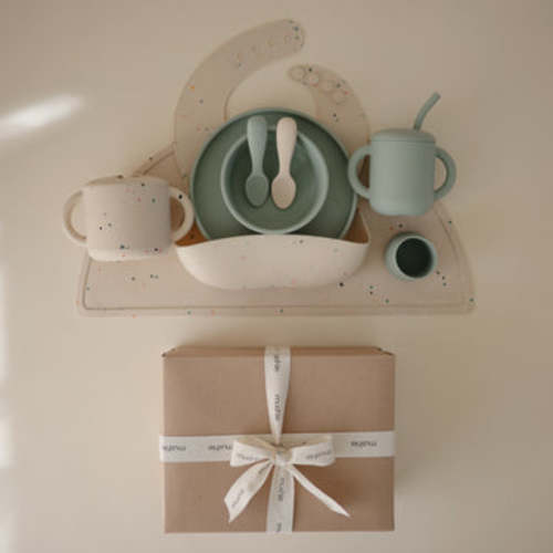 Deluxe Vanilla Confetti/Cambridge Blue Feeding Kit – Mushie