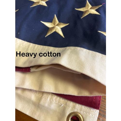 Tea Stained USA Flag: Vintage Embroidered Cotton with Grommets