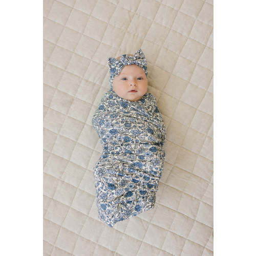 Mebie Baby  Bluebell Pointelle Stretch Swaddle Blanket | Bamboo | Baby Essentials