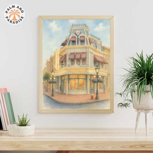 Main Street Confectionery | Disney Daytime Watercolour Print | Magic Kingdom Candy Shop Art | Theme Park Wall Decor