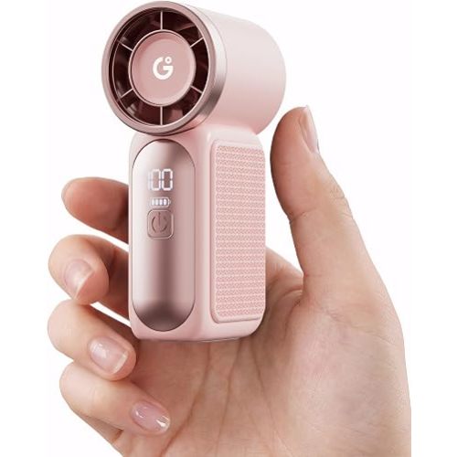 Gaiatop Portable Handheld Mini Fan, 6 Speeds 16900 RPM High Velocity Personal Fan with LED Display, USB Rechargeable, Mini Fan with Lanyard for Makeup, Travel, Outdoor Fan for Women Girl Gift, Pink