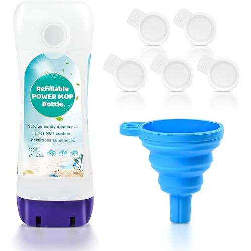 ​Refillable Bottle for Swiffer® Power Mop™, 720ML / 24 FL.OZ Reusable Solution Container, Leak-Resistant Lock, Use Any Liquid Cleaner​