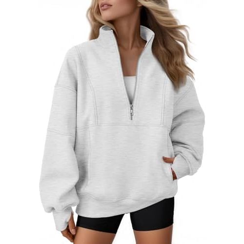 AUTOMET Womens Quarter Zip Oversized Sweatshirts Teen Fleece Pullover Hoodies 2025 Mock Neck Sweater Fall Workout Jacket