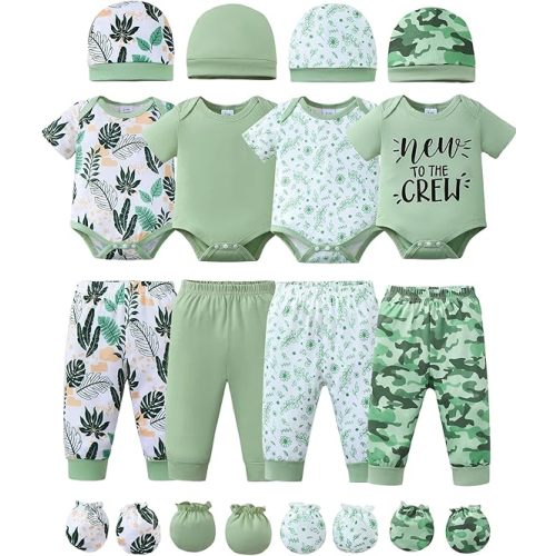 NZRVAWS Newborn Baby Boy Girl Clothes Unisex Preemie Infant Must Have Pants Set Outfits 0-18 Months 20 Pcs Essentials Gift