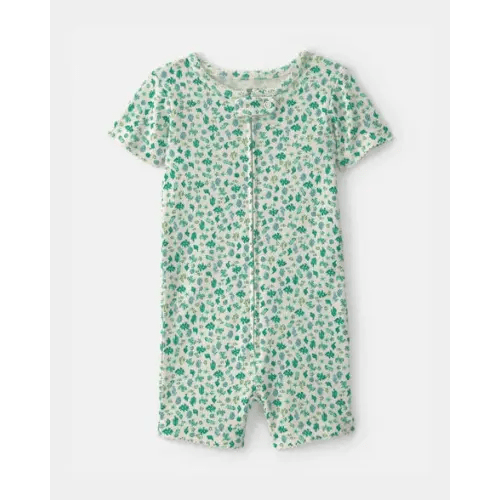 Baby Girl Floral 100% Cotton 1-Piece Romper Pajama - Green | Carter's