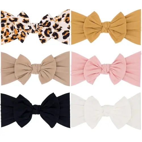 Baby Girl Nylon Headbands with Bows Newborn Infant Toddler Headwrap Hair Accessories
