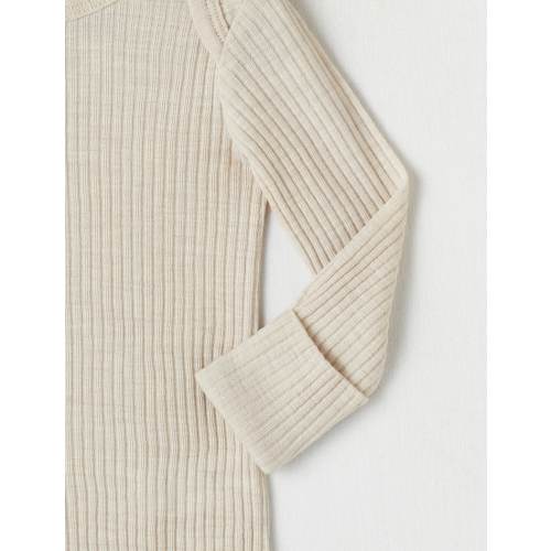 Milly & Milo Long-Sleeve Rib Bodysuit, Oat Marle
