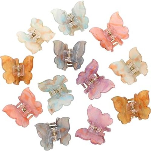 Sequins Butterfly Hair Clips - 12PCS Small Clamps for Thin Hair Styling Accessories, Classic Claws for Women & Girls