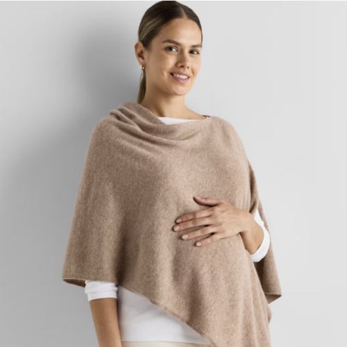 Mongolian Cashmere Nursing Shawl in Oatmeal